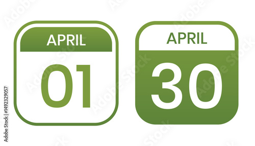 green color daily calendar editable vector file, calendar april with shape editable date