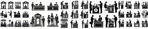 Vector set image silhouette of bank teller