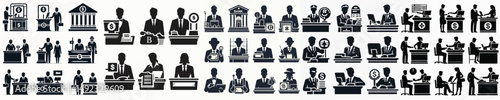 Vector set image silhouette of bank teller