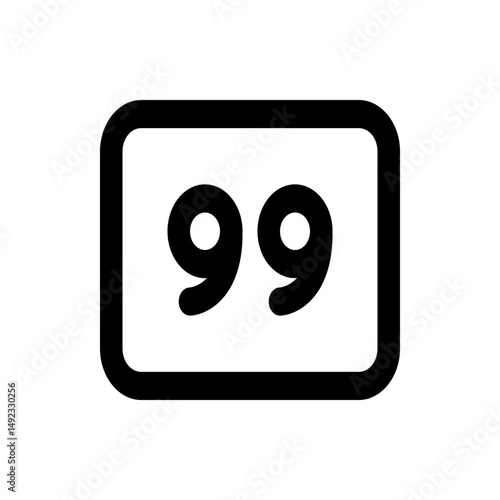 Ninety nine displayed inside a rounded square with a thick black border on a clean white background plain