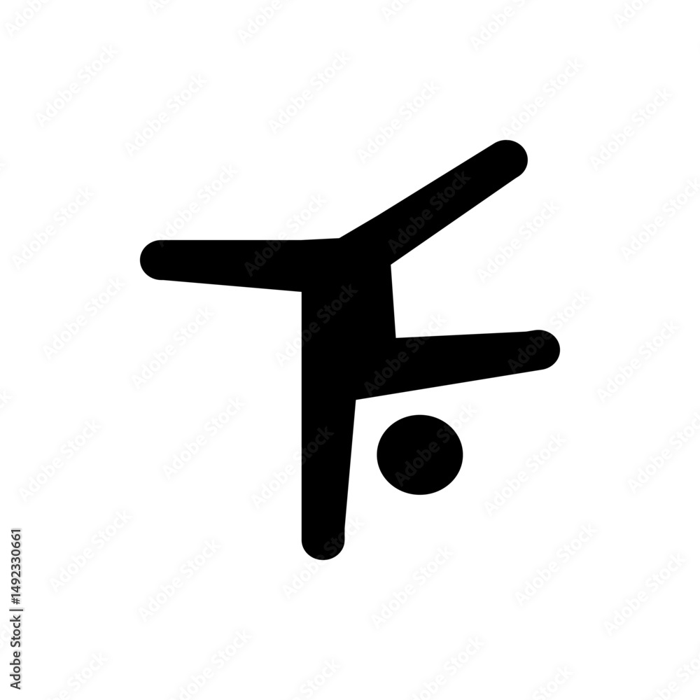 Illustration of a stylized figure performing a handstand with a ball balancing below them on white background Illustration of a stylized figure performing a handstand with a ball balancing below them on white background