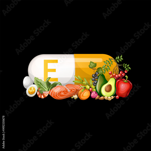 Illustration of vitamin E in products