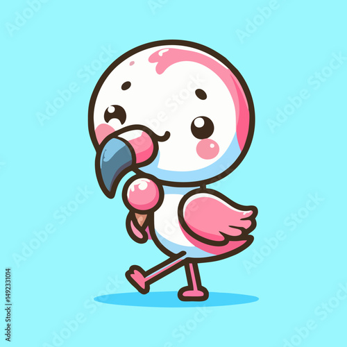 Flamingo vector, flat tropical bird illustration, exotic pink animal decor, seamless cartoon pattern for kids wallpaper, nursery print, summer beach theme design, wildlife drawing for home decoration photo