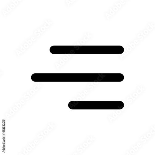 Three horizontal black bars of varying lengths aligned to the left on a white background menu icon