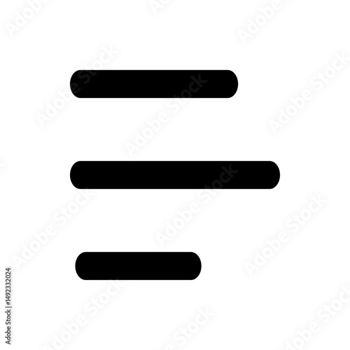 Illustration of a menu icon with five horizontal bars of varying lengths in a simple black design