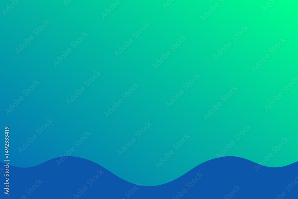 Obraz premium Modern gradient blue green background with wave shape for design