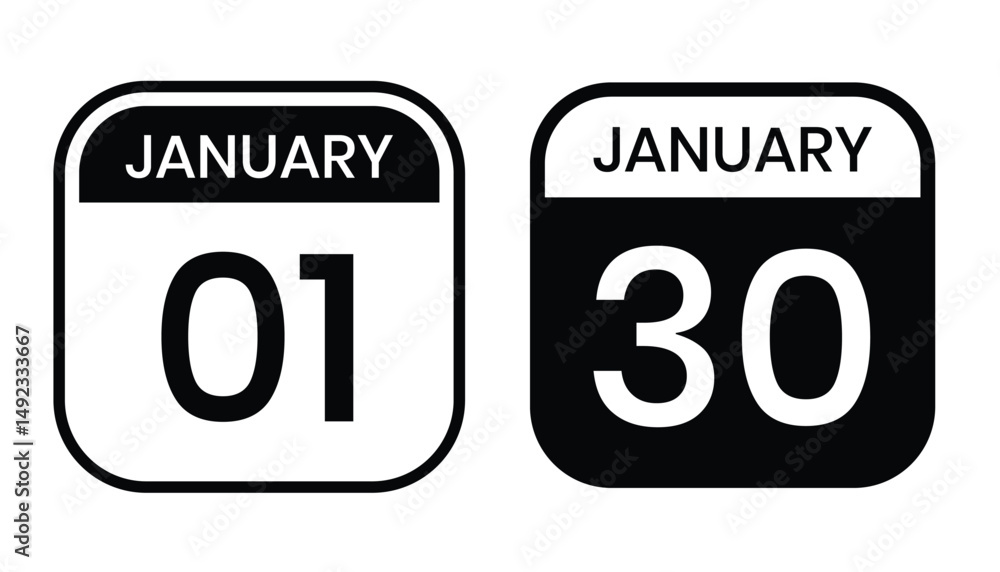 custom made wallpaper toronto digitalblack color daily calendar editable vector file, calendar january with shape editable date