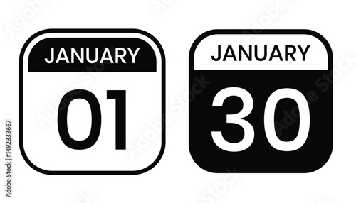 black color daily calendar editable vector file, calendar january with shape editable date
