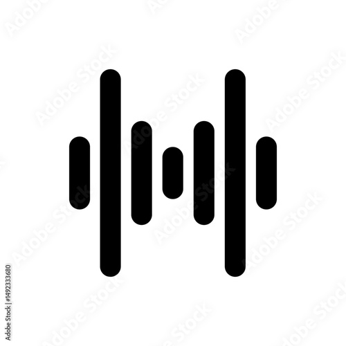 Black sound wave icon with varying heights and rounded edges representing audio visualization frequency