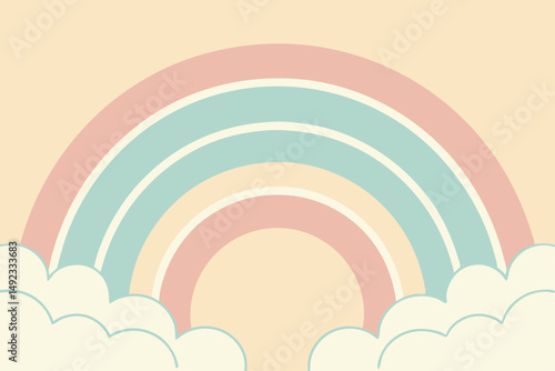 Pastel rainbow and clouds design with a transparent background element