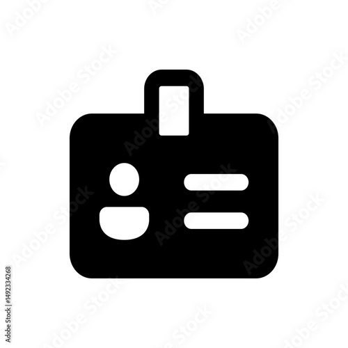 Illustration of a black identification badge with a white slot and a person icon displayed on it