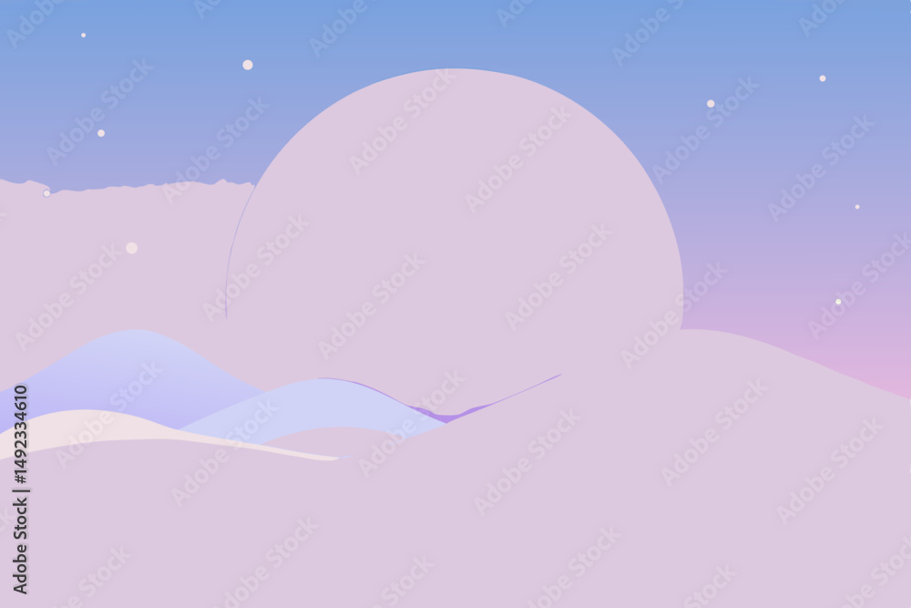 Naklejka premium Abstract dreamscape with floating landscape and minimalist elements on white background