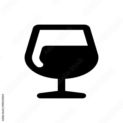 Illustration of a stylized wine glass with a horizontal line across the top portion of the glass shape design