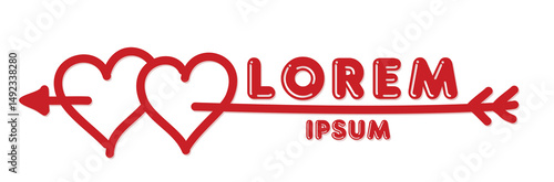 The stylized symbol with arrow and red hearts.