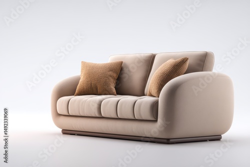Soft Beige Rounded Arm Sofa with Cushions is a professional stock visual perfect for advertising, digital content, entertainment, or editorial storytelling with a modern and engaging style.
