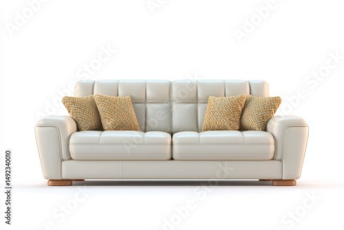 White Sofa with Wooden Legs and Cream Cushions is a professional stock visual perfect for advertising, digital content, entertainment, or editorial storytelling with a modern and engaging style.