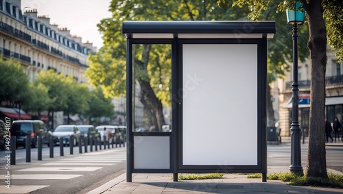 Empty a2 poster mockup at paris bus stop