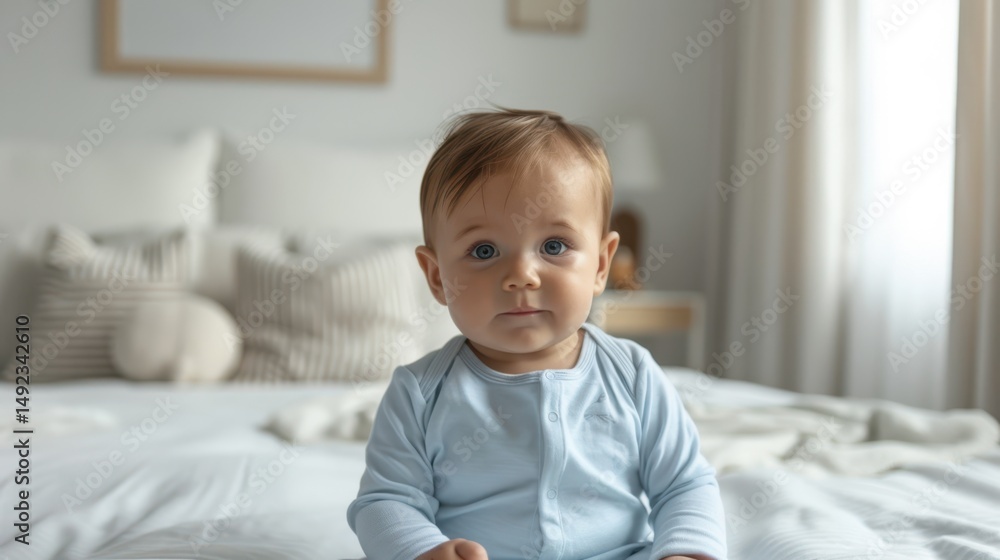 The cute baby on bed The cute baby on bed