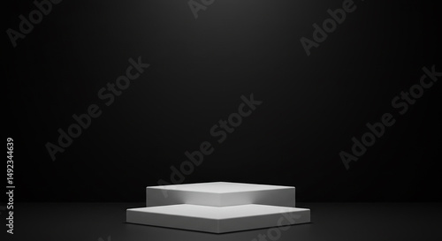 Minimalistic White Pedestal Against Dark Background