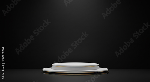 Minimalistic White Pedestal Against Dark Background