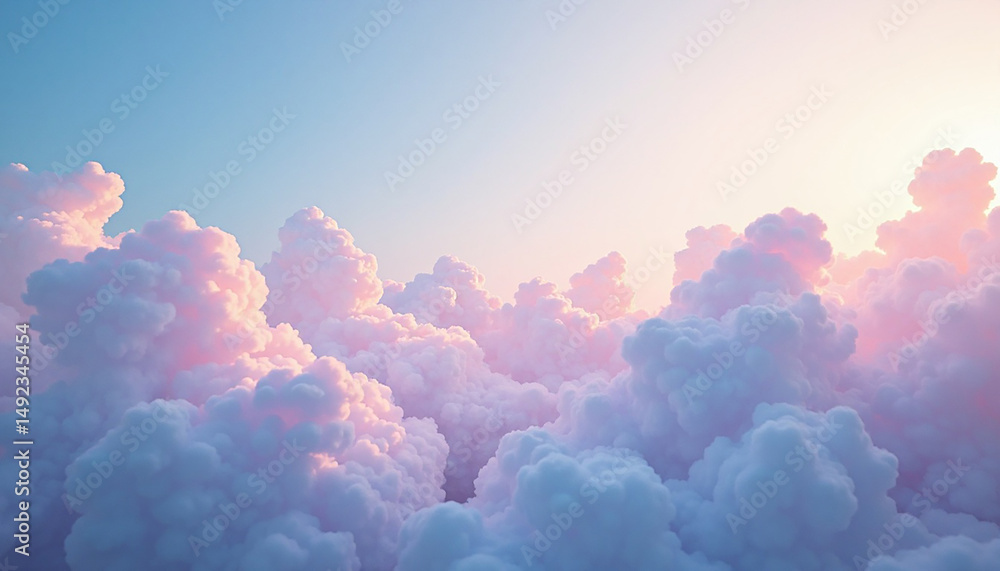 Pink Fluffy Cloudscape Blue Sky Pink Fluffy Cloudscape Blue Sky