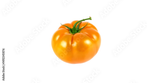 Fresh yellow tomato isolated on white background, ripe heirloom orange tomato vector element.