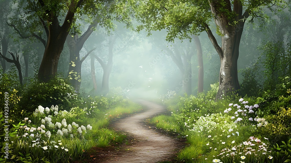 Fototapeta premium Misty forest pathway