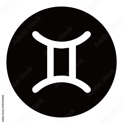 Gemini zodiac symbol with black and white background round shape