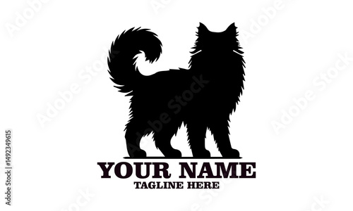 cat maine coon silhouette vector illustration, cat maine coon logo icon and cat maine coon cute vector design
