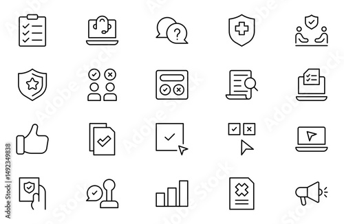 Survey line icon set. For website marketing design, logo, app, template, ui, Isolated vector outline illustrations. Editable stroke
