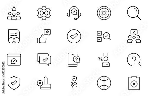 Survey line icon set. For website marketing design, logo, app, template, ui, Isolated vector outline illustrations. Editable stroke