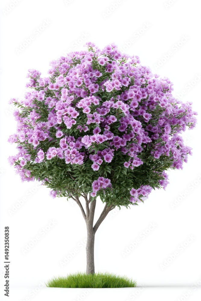 Obraz premium Lush Purple Flowering Tree on White Background