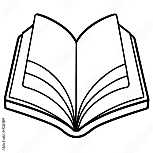 Open book with pages outline vector for education, literature, and publishing projects
