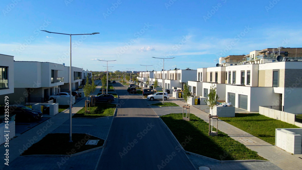 Fototapeta premium Modern area houses streets townhouse nature city