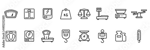 Weight Scale and Measurement Icons Set - Vector Illustration