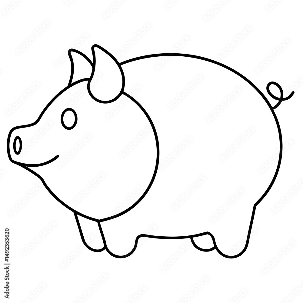 Cute pig outline vector for children’s education and financial literacy projects Cute pig outline vector for children’s education and financial literacy projects