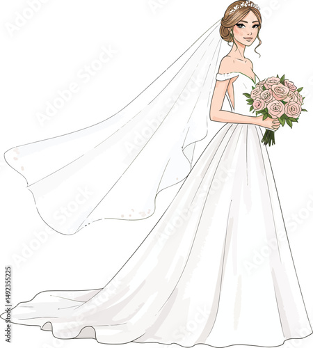 bride with bouquet of flowers