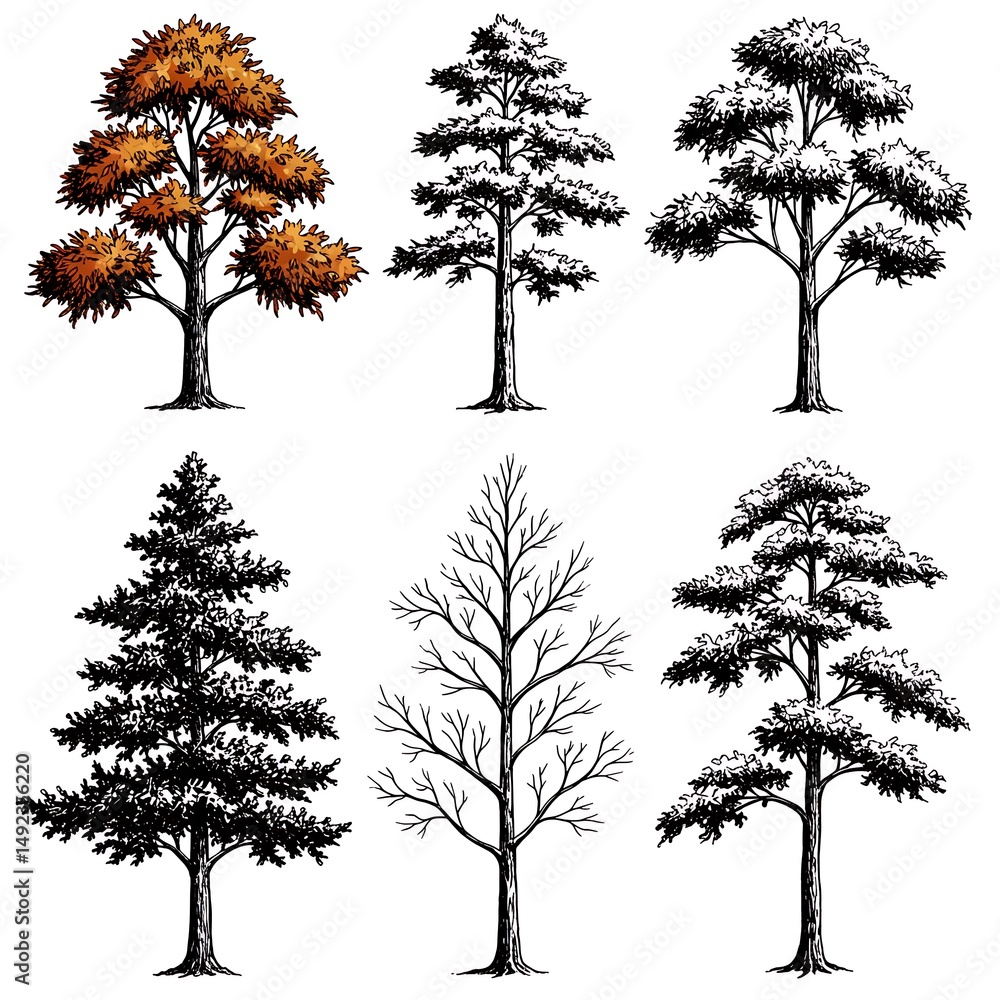 Obraz premium Ink & Arbor: A Tree Anthology AI Generated