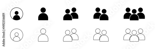Set of people icons. Team symbol, user profile login, people group, friends, user. Persons. Vector.