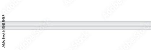 Decorative white horizontal stripe moulding baseboard in empty modern room interior detail trim wall panel design stock