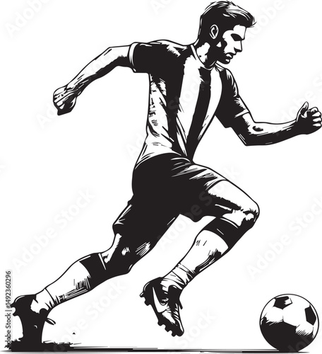 Dynamic Football Player Illustrations in Bold Graphic Style
