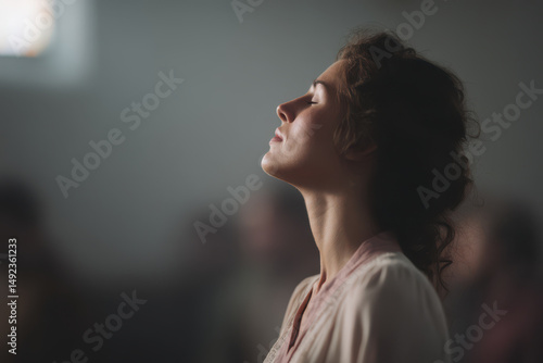 serene church interior during modern christian service where individuals engage in heartfelt prayer and dialogue