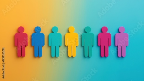 Wallpaper Mural Colorful figures representing diversity and inclusion, arranged in a line against a gradient background Torontodigital.ca