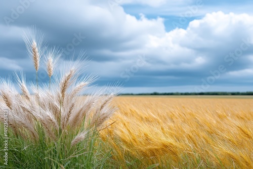 Wallpaper Mural Serene Golden Wheat Field Under a Partly Cloudy Sky Torontodigital.ca