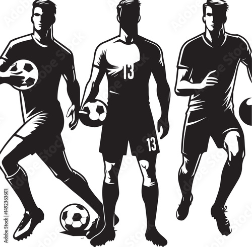 Dynamic Football Player Illustrations in Bold Graphic Style