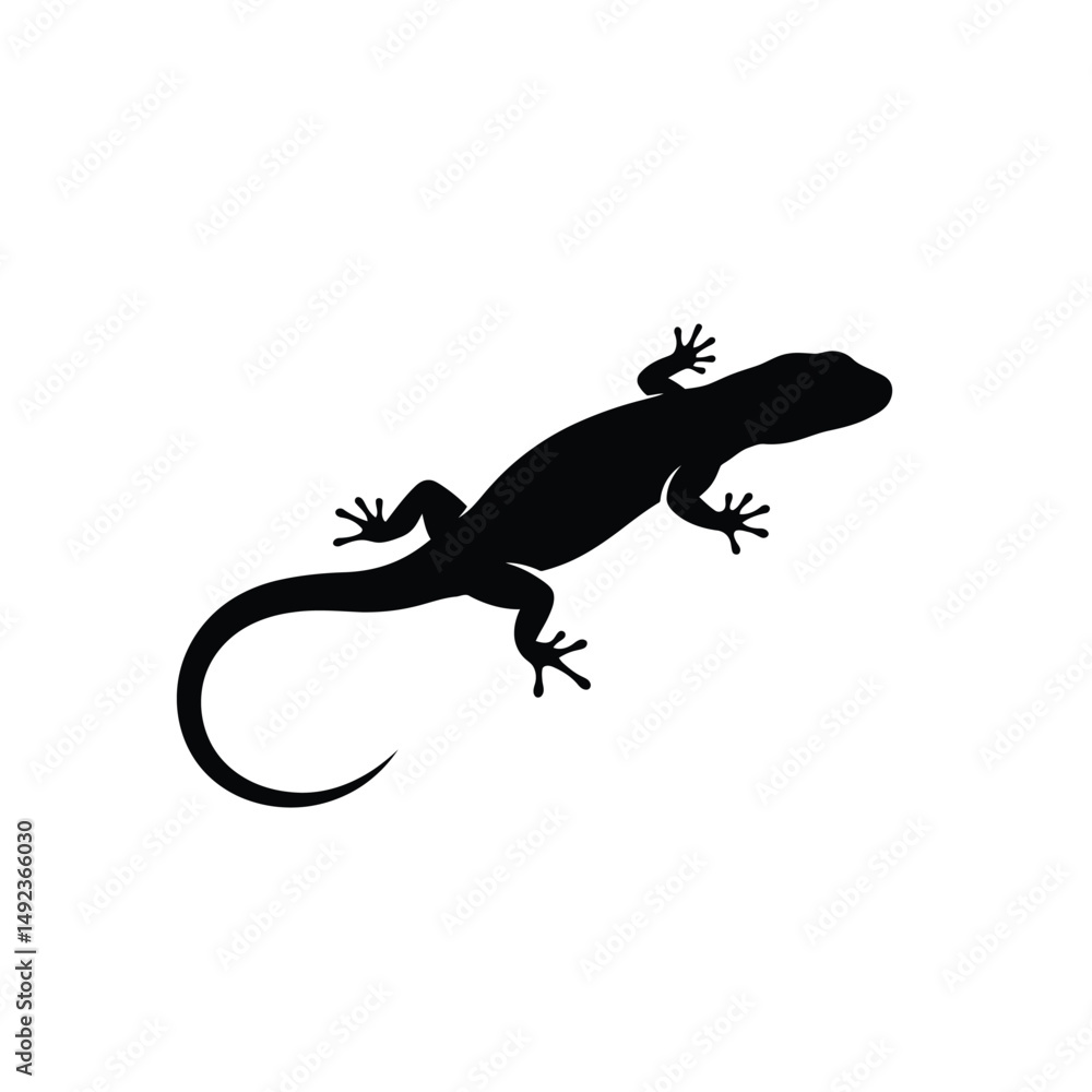 Naklejka premium Black lizard silhouette isolated on white background. Lizard icon vector illustration design.