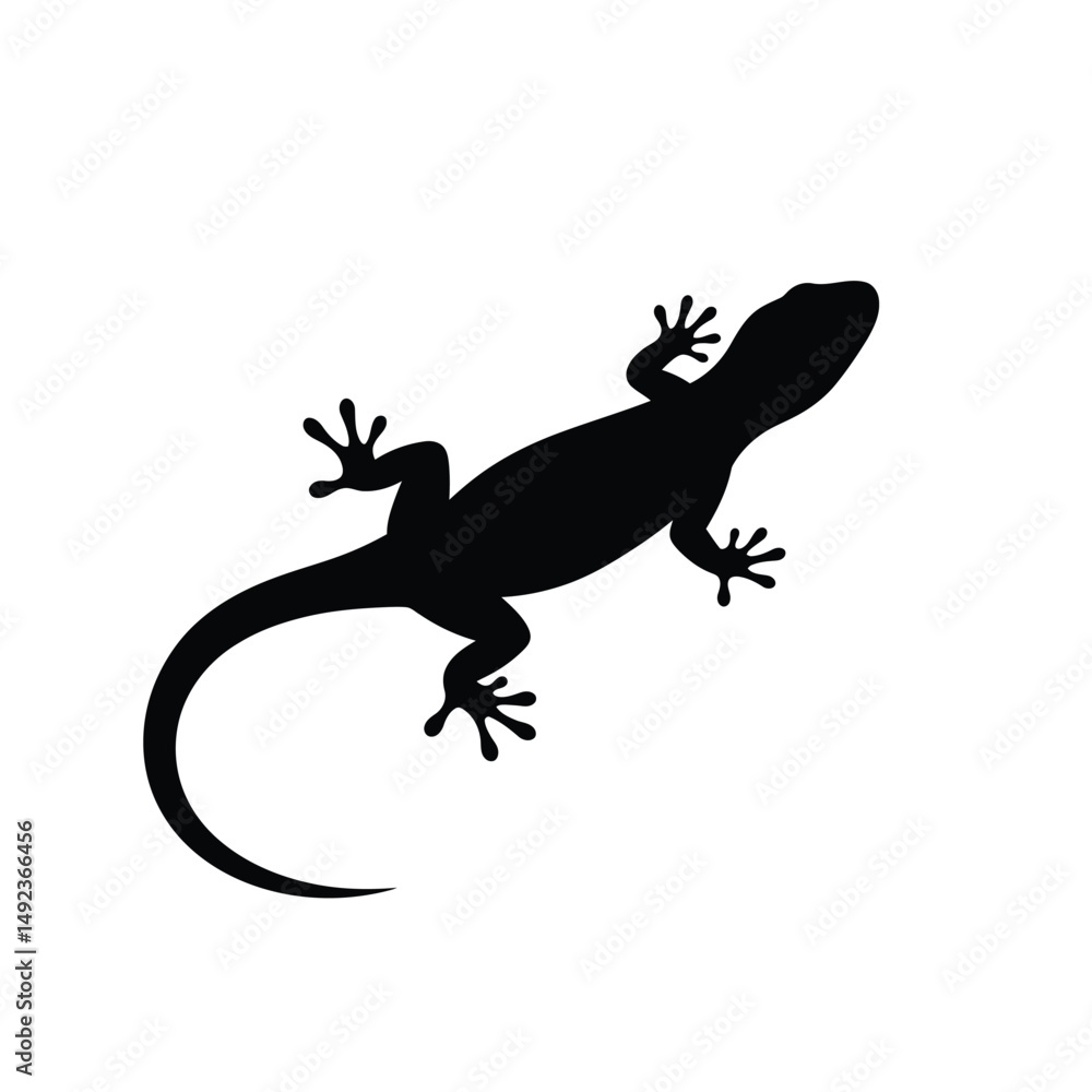 Naklejka premium Black lizard silhouette isolated on white background. Lizard icon vector illustration design.