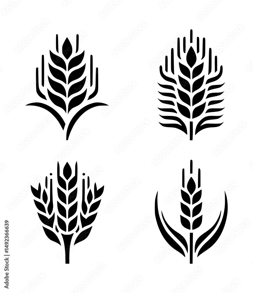 Wheat Ears Minimal Vector Icons Wheat Ears Minimal Vector Icons