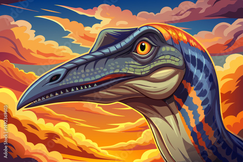 Portrait of Pteranodon a reptile that lived during the Late Cretaceous period