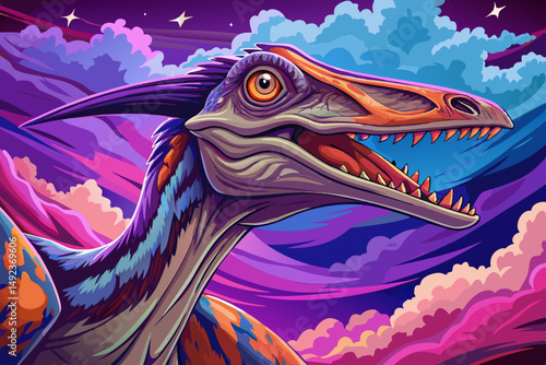 Portrait of Pteranodon a reptile that lived during the Late Cretaceous period